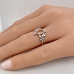Load image into Gallery viewer, 1.00ct Oval Morganite Leaf Ring, Art Deco Ring, Vine Ring, Oval Leaf Ring, Unique Engagement Ring, Marquise Leaf Simulated Morganite