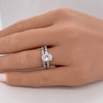 Load image into Gallery viewer, 1.50ct Oval Art Deco Engagement Ring Set, Bridal Set, Simulated Diamonds in Sterling Silver with Art Deco Design