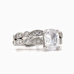 Load image into Gallery viewer, 1.50ct Oval Art Deco Engagement Ring Set, Bridal Set, Simulated Diamonds in Sterling Silver with Art Deco Design