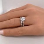 Load image into Gallery viewer, 1.50ct Oval Art Deco Engagement Ring Set, Bridal Set, Simulated Diamonds in Sterling Silver with Art Deco Design