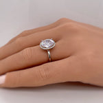 Load image into Gallery viewer, 2.50ct Oval White Topaz Halo Engagement Ring, Oval Natural White Topaz, Oval Dainty Ring