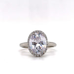 Load image into Gallery viewer, 2.50ct Oval White Topaz Halo Engagement Ring, Oval Natural White Topaz, Oval Dainty Ring