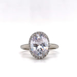 Load image into Gallery viewer, 2.50ct Oval White Topaz Halo Engagement Ring, Oval Natural White Topaz, Oval Dainty Ring