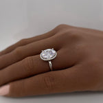 Load image into Gallery viewer, 2.50ct Oval White Topaz Halo Engagement Ring, Oval Natural White Topaz, Oval Dainty Ring