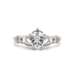 Load image into Gallery viewer, Irish Claddagh Promise Ring, Heart Simulated Diamond Accent Claddagh Engagement Ring, Traditional Irish Ring