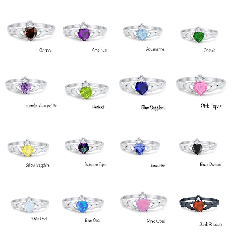 Irish Claddagh Promise Ring, Heart Simulated Diamond Accent Claddagh Engagement Ring, Traditional Irish Ring