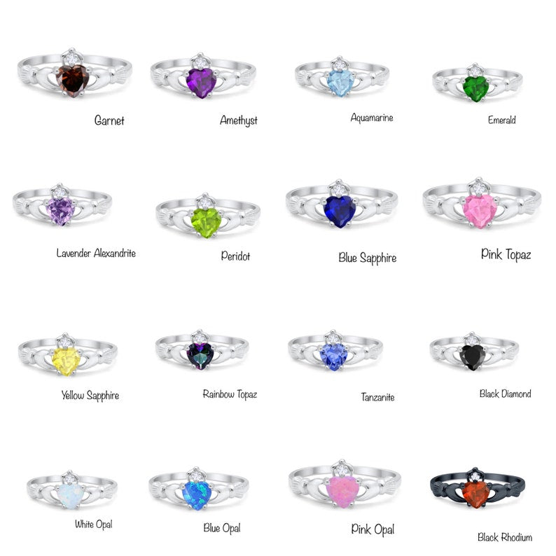 Irish Claddagh Promise Ring, Heart Simulated Diamond Accent Claddagh Engagement Ring, Traditional Irish Ring