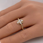 Load image into Gallery viewer, 0.50ct Oval Dainty Art Deco Ring, Minimalist Dainty Star Ring, Marquise Design Ring, Tiny Art Deco Ring, Sterling Silver with Vermeil