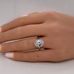 Load image into Gallery viewer, 2.50ct Oval White Topaz Halo Engagement Ring, Oval Natural White Topaz, Oval Dainty Ring
