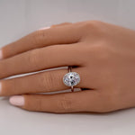 Load image into Gallery viewer, 2.50ct Oval White Topaz Halo Engagement Ring, Oval Natural White Topaz, Oval Dainty Ring