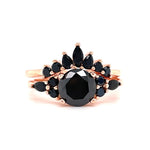 Load image into Gallery viewer, Art Deco Black Wedding Ring Set, Black Diamond Simulate, Vintage Set