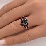 Load image into Gallery viewer, Art Deco Black Wedding Ring Set, Black Diamond Simulate, Vintage Set