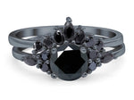 Load image into Gallery viewer, Art Deco Black Wedding Ring Set, Black Diamond Simulate, Vintage Set