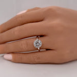 Load image into Gallery viewer, 2.00ct Solitaire Engagement Ring, Beaded Halo, Hidden Halo Ring, Art Deco Solitaire Round Brilliant, Milgrain Halo