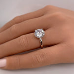 Load image into Gallery viewer, 2.00ct Solitaire Engagement Ring, Beaded Halo, Hidden Halo Ring, Art Deco Solitaire Round Brilliant, Milgrain Halo