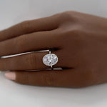 Load image into Gallery viewer, 2.50ct Oval White Topaz Halo Engagement Ring, Oval Natural White Topaz, Oval Dainty Ring