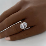 Load image into Gallery viewer, 2.50ct Oval White Topaz Halo Engagement Ring, Oval Natural White Topaz, Oval Dainty Ring