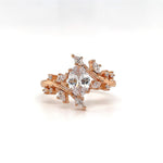 Load image into Gallery viewer, 1.00ct Oval Morganite Leaf Ring, Art Deco Ring, Vine Ring, Oval Leaf Ring, Unique Engagement Ring, Marquise Leaf Simulated Morganite