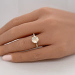 Load image into Gallery viewer, Moonstone Ring, Natural Moonstone Ring, Simple Solitaire Moonstone Stone Ring, Sterling Silver