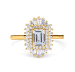 Load image into Gallery viewer, Emerald Cut Art Deco Engagement Ring, Art Deco Baguette Halo Ring, Diamond Cluster, Art Deco Emerald Cut Engagement Ring, Art Deco Ring