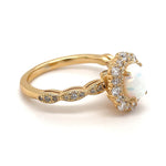 Load image into Gallery viewer, Oval Opal Art Deco Engagement Ring, Vintage Opal Wedding Ring, Oval Opal Art Deco Halo Ring