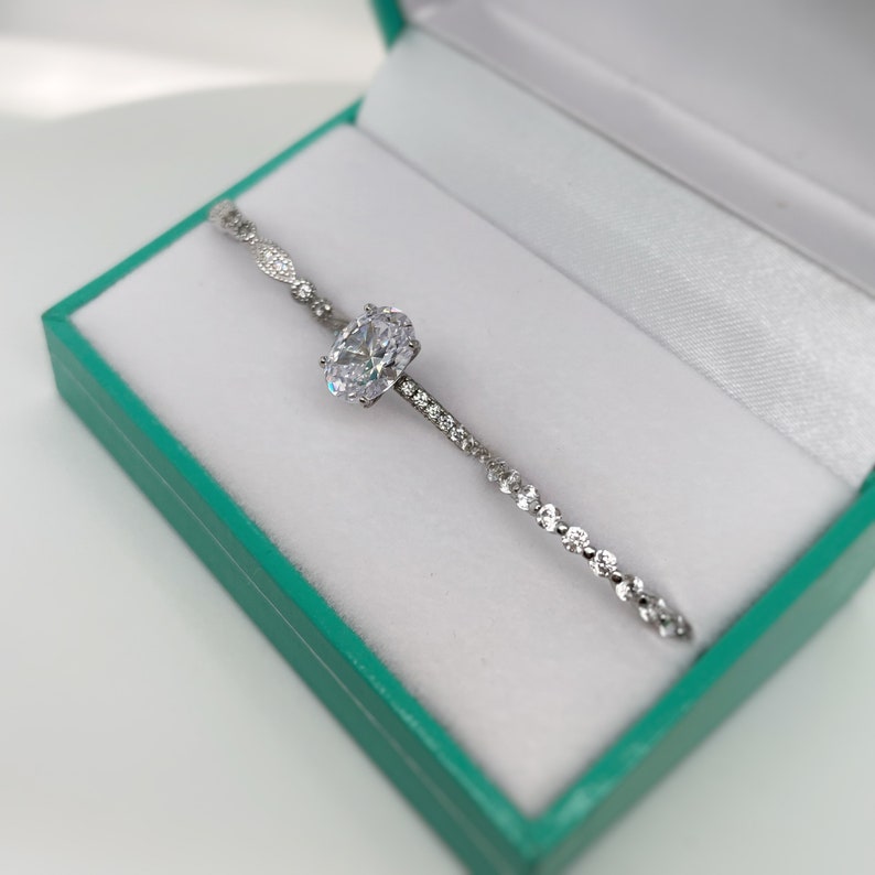 2.00ct Oval Art Deco Engagement Ring Set, 3 Ring Solitaire Ring Twisted Band Set, Solitaire Art Deco Engagement Set
