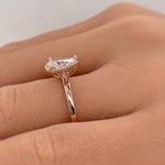 Load image into Gallery viewer, 1.00ct Moissanite Pear Engagement Ring Solitaire Sterling Silver with Vermeil Tear Drop Proposal Ring Simple Rope, Minimalist, Wedding Ring