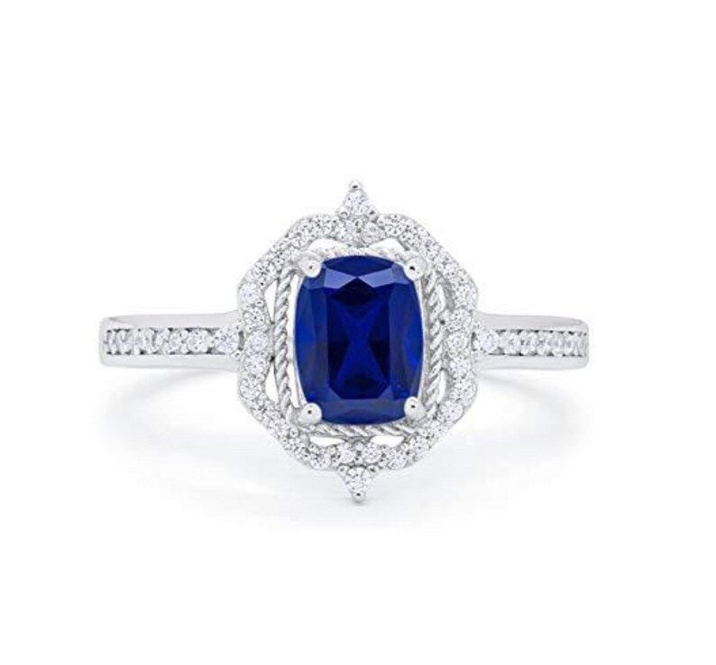Radiant Cut Art Deco Engagement Ring, Unique Vintage Art Nouveau Engagement Ring, Radiant Cut Art Deco Halo Ring