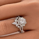 Load image into Gallery viewer, Snowflake Engagement Ring, Art Deco Cluster Engagement Ring Cluster, Wedding Ring Simulated Diamond Flower engagement Ring, Snowflake Ring