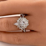 Load image into Gallery viewer, Snowflake Engagement Ring, Art Deco Cluster Engagement Ring Cluster, Wedding Ring Simulated Diamond Flower engagement Ring, Snowflake Ring