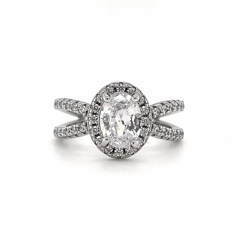 Oval Halo Infinity Diamond Engagement Ring, Oval Halo X Design Wedding Ring, Sterling Silver, Infinity Twist Engagement Ring, Promise Ring