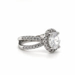 Load image into Gallery viewer, Oval Halo Infinity Diamond Engagement Ring, Oval Halo X Design Wedding Ring, Sterling Silver, Infinity Twist Engagement Ring, Promise Ring