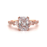 Load image into Gallery viewer, 2.00ct Radiant Cut Engagement Ring, Radiant &amp; Trapezoid Diamond Solitaire Ring, Simulated Diamonds, Sterling Silver with Vermeil, Minimalist