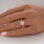 Load image into Gallery viewer, 2.00ct Radiant Cut Engagement Ring, Radiant &amp; Trapezoid Diamond Solitaire Ring, Simulated Diamonds, Sterling Silver with Vermeil, Minimalist