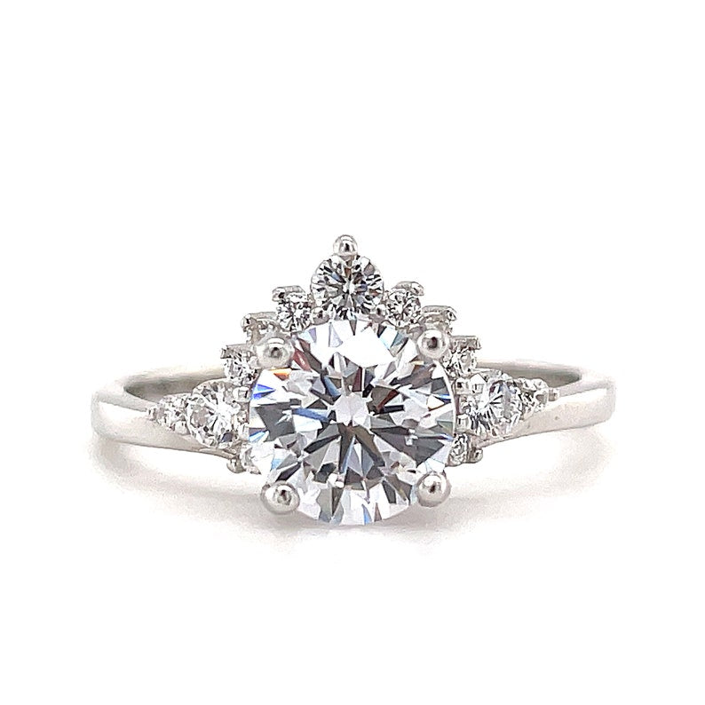 Art Deco Moissanite Engagement Ring, Moissanite Engagement Ring, Wedding Ring, Art Deco Moissanite Ring, Sterling Silver, Vermeil, 14k Gold