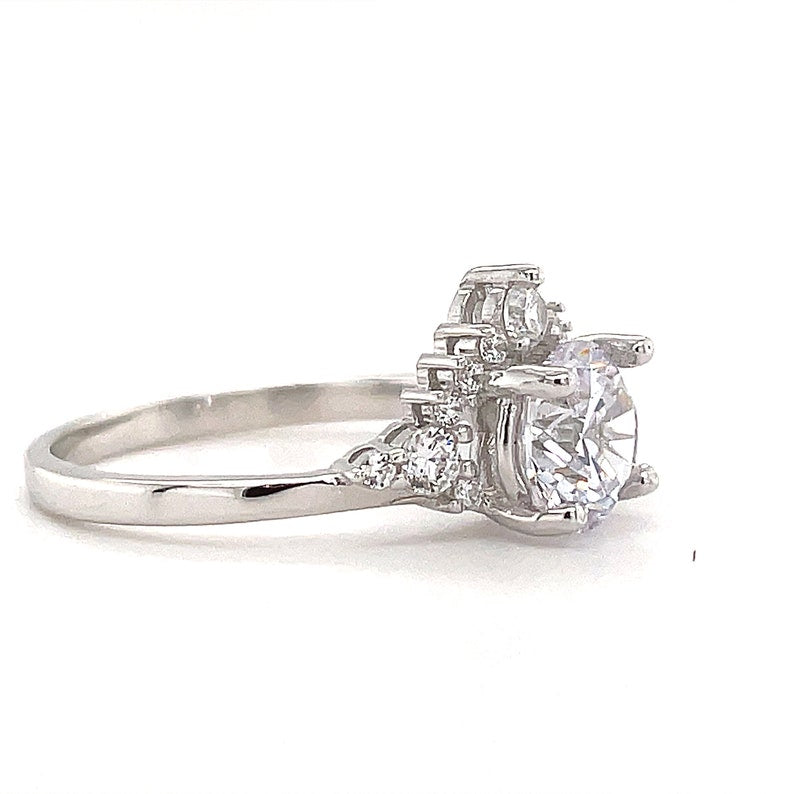 Art Deco Moissanite Engagement Ring, Moissanite Engagement Ring, Wedding Ring, Art Deco Moissanite Ring, Sterling Silver, Vermeil, 14k Gold