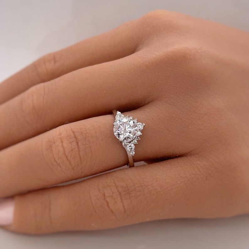 Art Deco Moissanite Engagement Ring, Moissanite Engagement Ring, Wedding Ring, Art Deco Moissanite Ring, Sterling Silver, Vermeil, 14k Gold