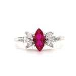 Load image into Gallery viewer, Ruby Marquise Art Deco Flower Engagement Ring, Dainty Ruby Marquise Ring, Art Deco Minimalist Wedding Ring, Promise Ring