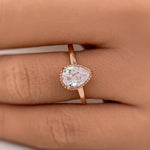 Load image into Gallery viewer, 1.00ct Moissanite Pear Engagement Ring Solitaire Sterling Silver with Vermeil Tear Drop Proposal Ring Simple Rope, Minimalist, Wedding Ring