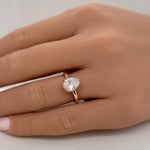 Load image into Gallery viewer, 1.00ct Moissanite Pear Engagement Ring Solitaire Sterling Silver with Vermeil Tear Drop Proposal Ring Simple Rope, Minimalist, Wedding Ring