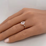 Load image into Gallery viewer, 1.00ct Moissanite Pear Engagement Ring Solitaire Sterling Silver with Vermeil Tear Drop Proposal Ring Simple Rope, Minimalist, Wedding Ring
