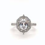 Load image into Gallery viewer, Radiant Cut Art Deco Engagement Ring, Unique Vintage Art Nouveau Engagement Ring, Radiant Cut Art Deco Halo Ring