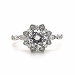 Load image into Gallery viewer, Snowflake Engagement Ring, Art Deco Cluster Engagement Ring Cluster, Wedding Ring Simulated Diamond Flower engagement Ring, Snowflake Ring