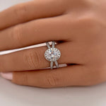 Load image into Gallery viewer, Oval Halo Infinity Diamond Engagement Ring, Oval Halo X Design Wedding Ring, Sterling Silver, Infinity Twist Engagement Ring, Promise Ring