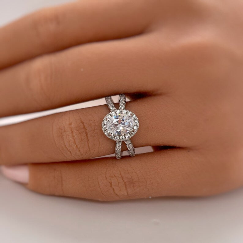 Oval Halo Infinity Diamond Engagement Ring, Oval Halo X Design Wedding Ring, Sterling Silver, Infinity Twist Engagement Ring, Promise Ring