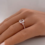 Load image into Gallery viewer, 2.00ct Radiant Cut Engagement Ring, Radiant &amp; Trapezoid Diamond Solitaire Ring, Simulated Diamonds, Sterling Silver with Vermeil, Minimalist