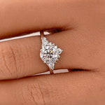 Load image into Gallery viewer, Art Deco Moissanite Engagement Ring, Moissanite Engagement Ring, Wedding Ring, Art Deco Moissanite Ring, Sterling Silver, Vermeil, 14k Gold