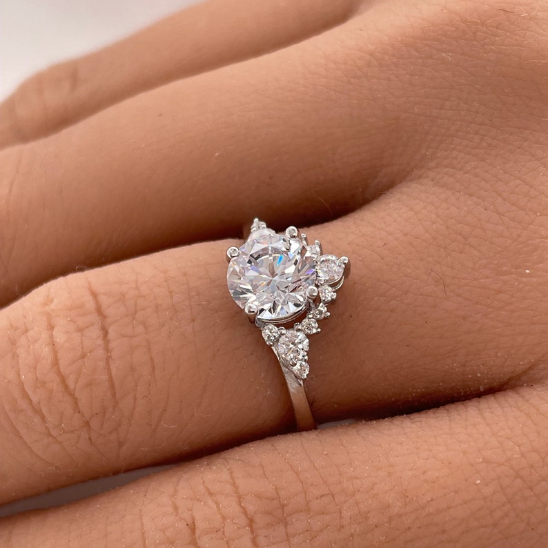 Art Deco Moissanite Engagement Ring, Moissanite Engagement Ring, Wedding Ring, Art Deco Moissanite Ring, Sterling Silver, Vermeil, 14k Gold