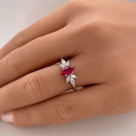 Load image into Gallery viewer, Ruby Marquise Art Deco Flower Engagement Ring, Dainty Ruby Marquise Ring, Art Deco Minimalist Wedding Ring, Promise Ring