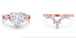 Load image into Gallery viewer, 3.00ct Heart Engagement Ring Set, Infinity Heart Ring with Fitted Chevron Band , Heart Diamond Ring Set, Wedding Ring Set